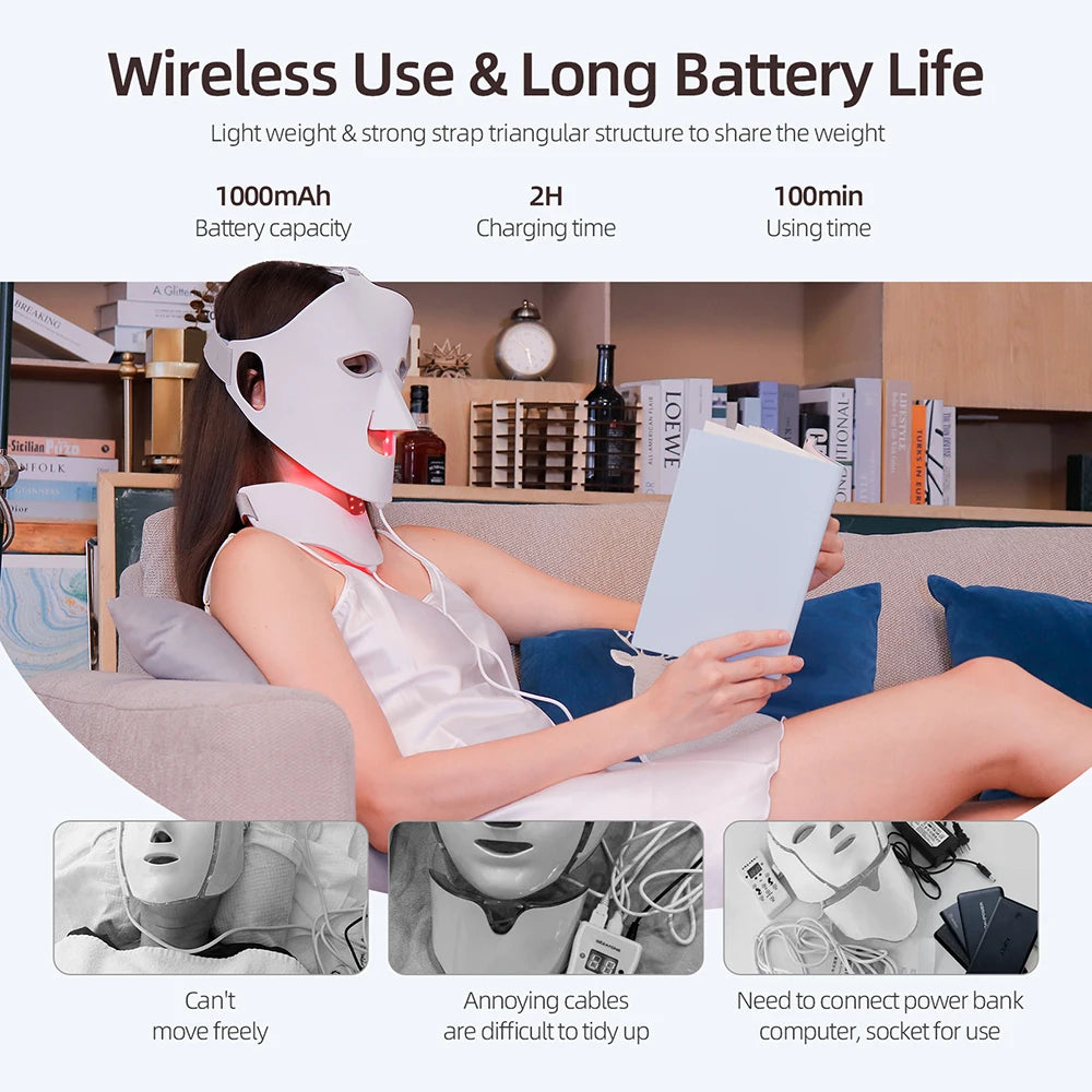 7 Colors Photon Face & Neck LED Mask - 3D Flexible Silicone Beauty Mask - Icon Her