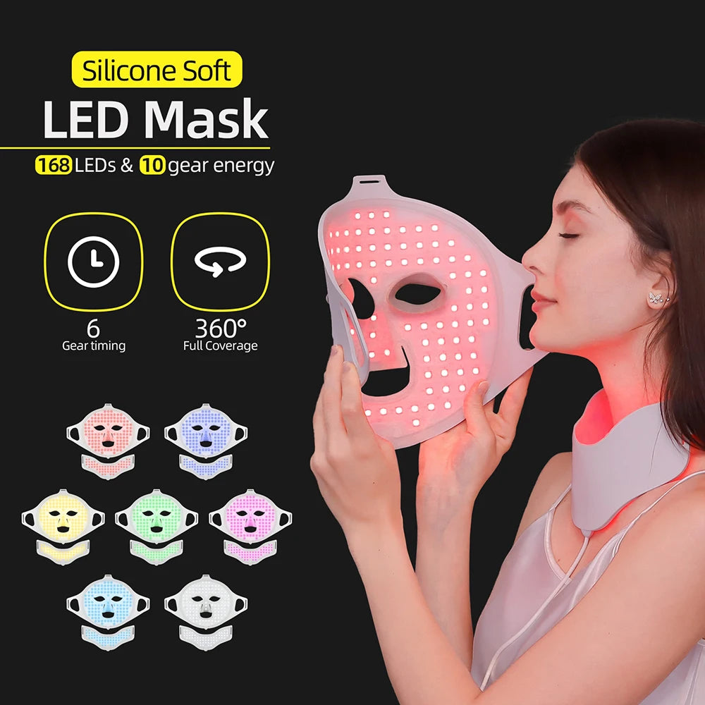 7 Colors Photon Face & Neck LED Mask - 3D Flexible Silicone Beauty Mask - Icon Her