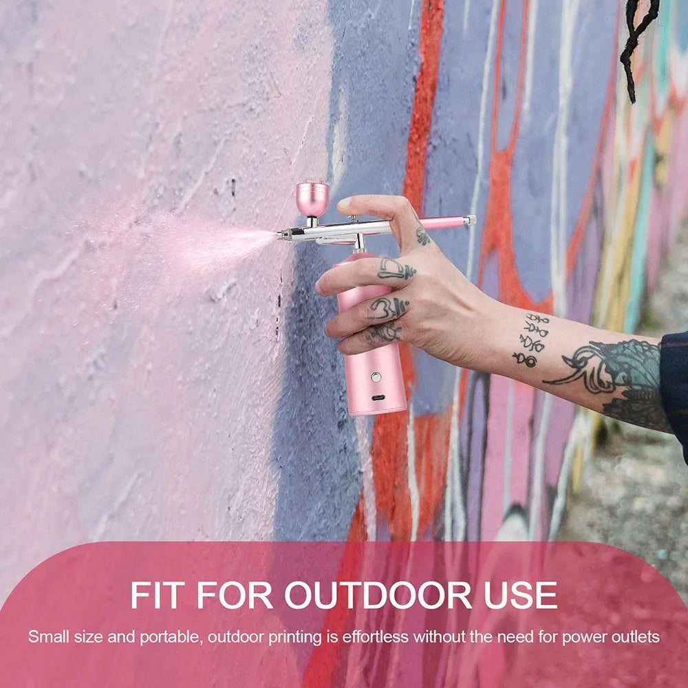Mini Pink Airbrush Kit - 0.3mm Precision Nano Fog Mist Sprayer
