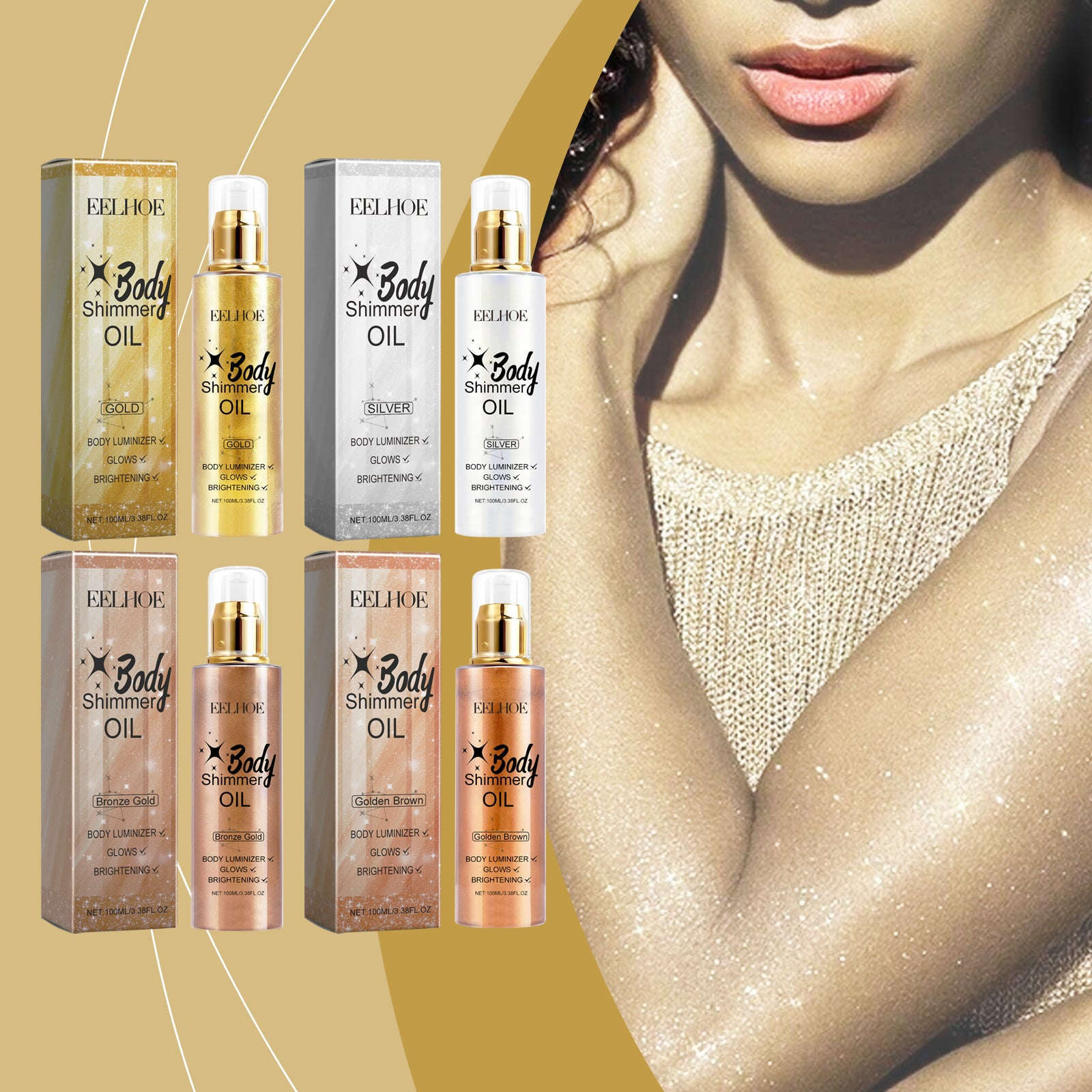 Body Glitter Oil – Liquid Highlight, Full Body Beach Glow & Sexy Shine - Icon Her