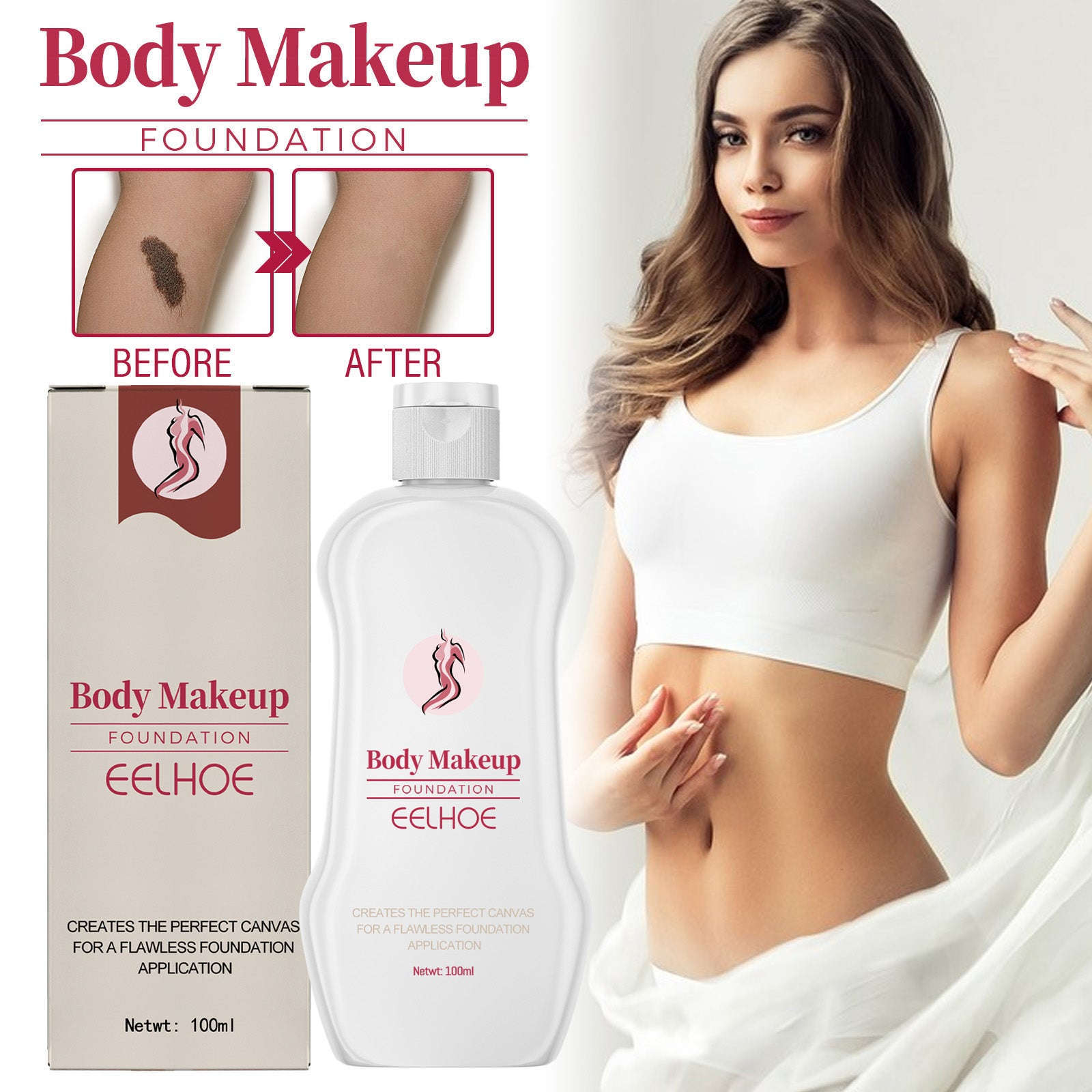Body Makeup Liquid Foundation – Covers Tattoos, Spots & Long-Lasting Moisturizing - Icon Her