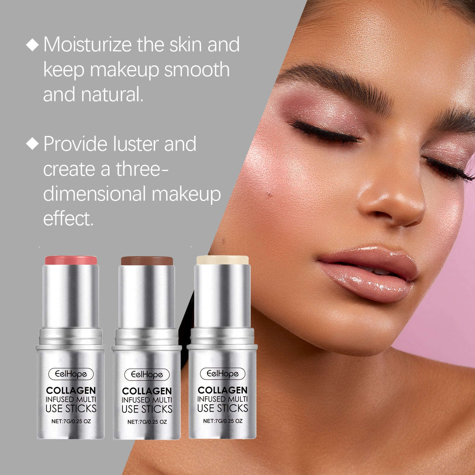 Collagen Blush Stick – Moisturizing, Natural & Multicolor Makeup - Icon Her