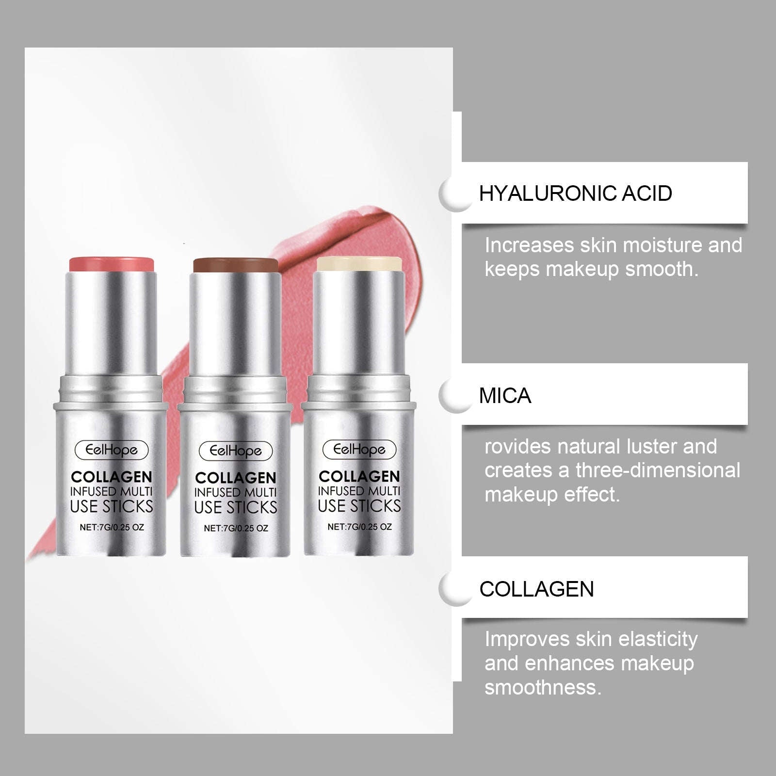 Collagen Blush Stick – Moisturizing, Natural & Multicolor Makeup - Icon Her