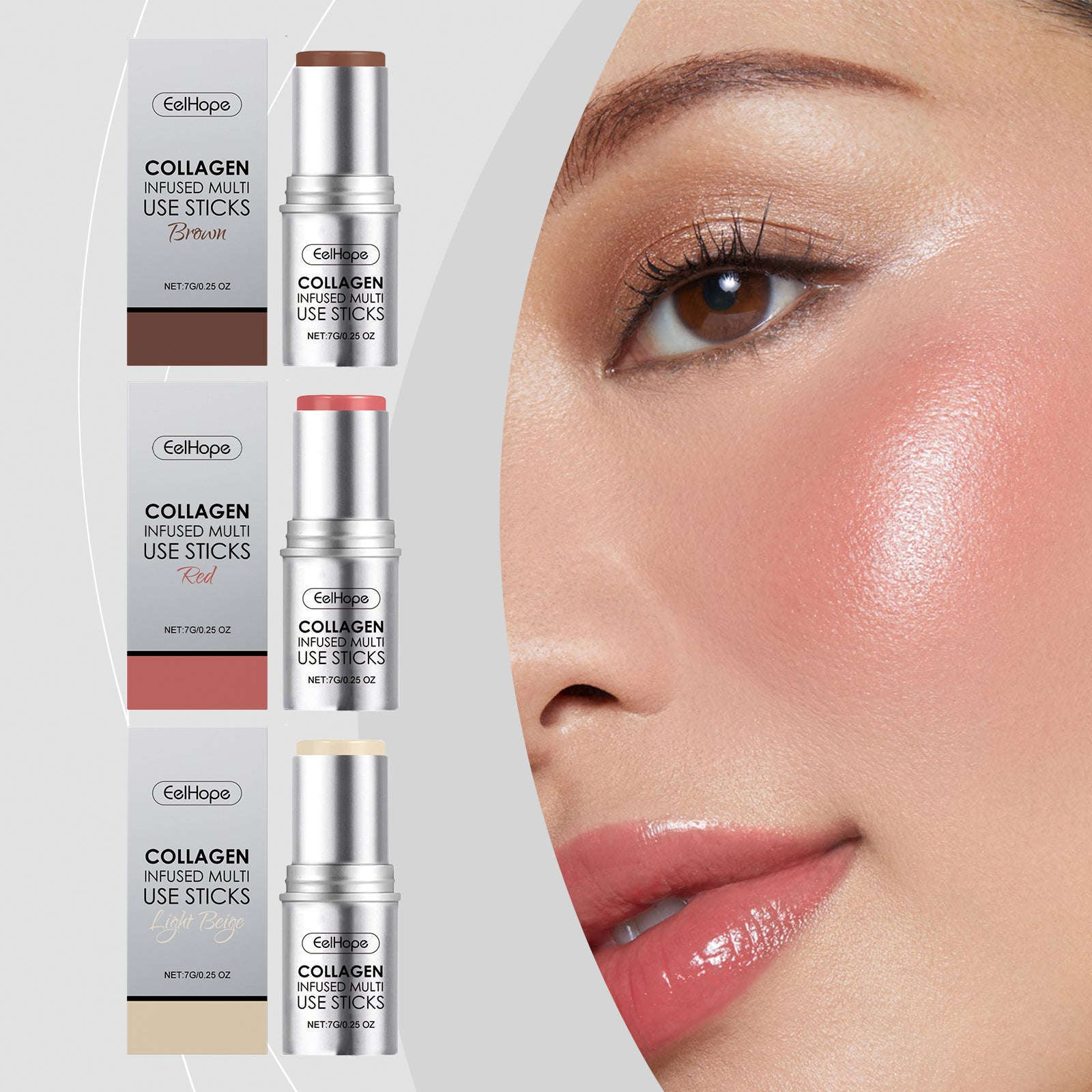 Collagen Blush Stick – Moisturizing, Natural & Multicolor Makeup - Icon Her