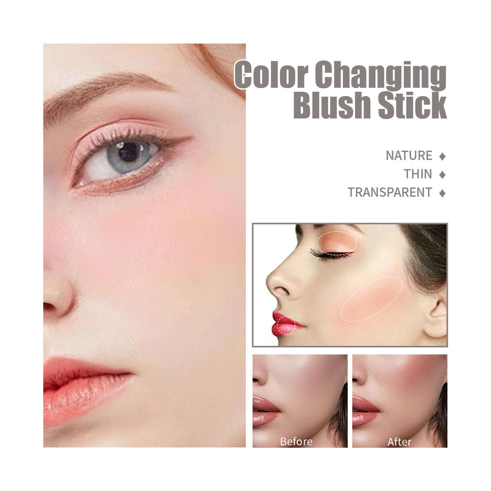 Color-Changing Blush Stick – Natural Contouring, Lip & Cheek Makeup - Icon Her