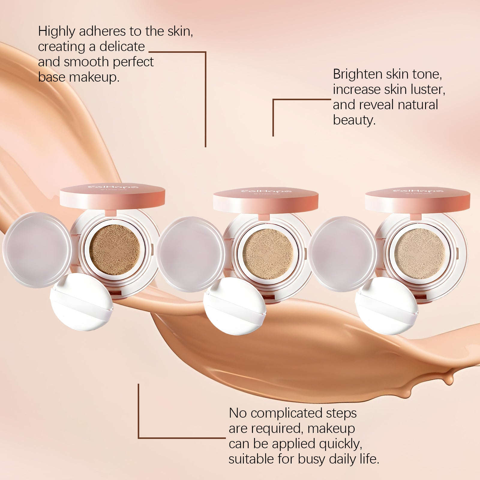 Compact Air Cushion Foundation (Natural Shade) - Lightweight Concealer & Moisture Base - Icon Her