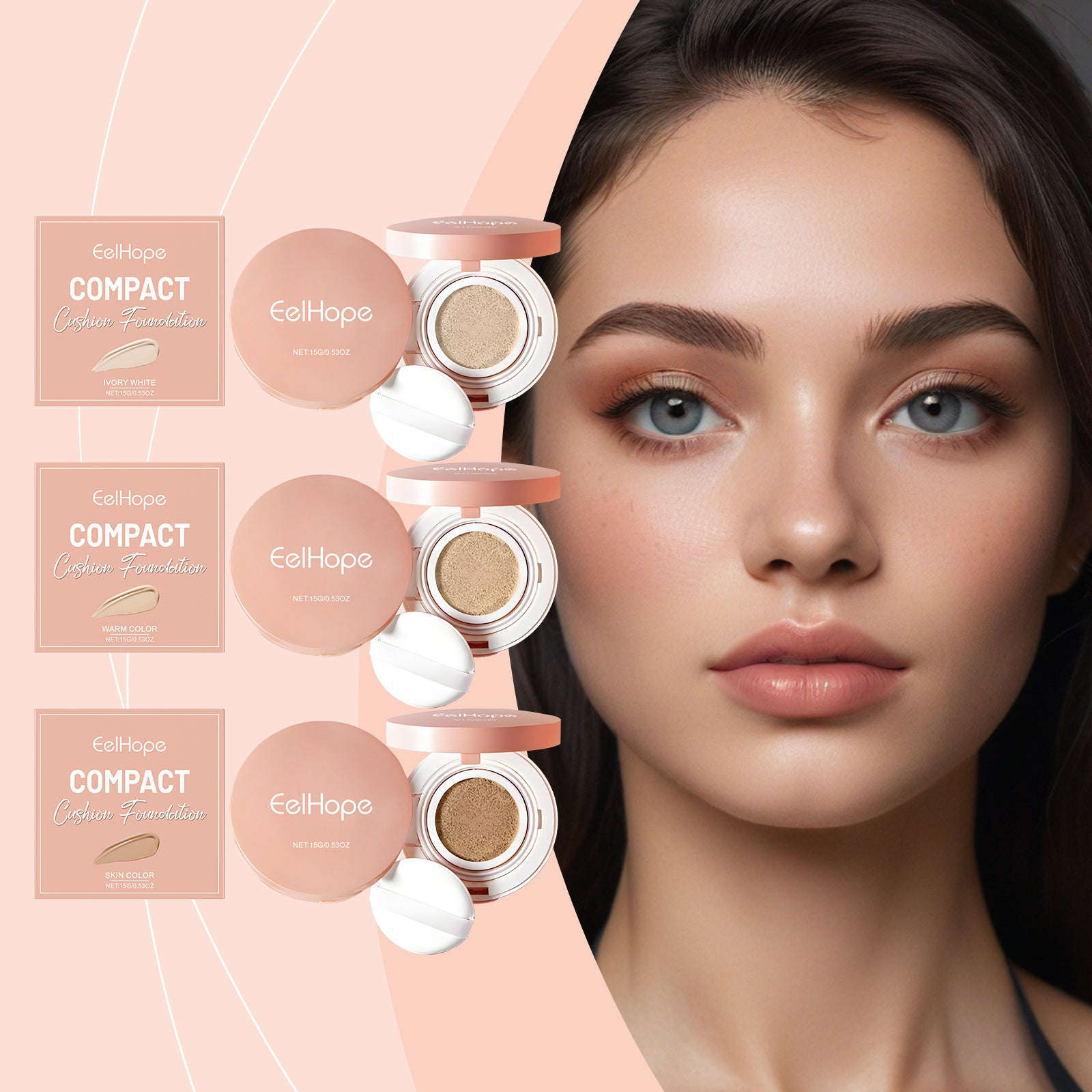 Compact Air Cushion Foundation (Natural Shade) - Lightweight Concealer & Moisture Base - Icon Her