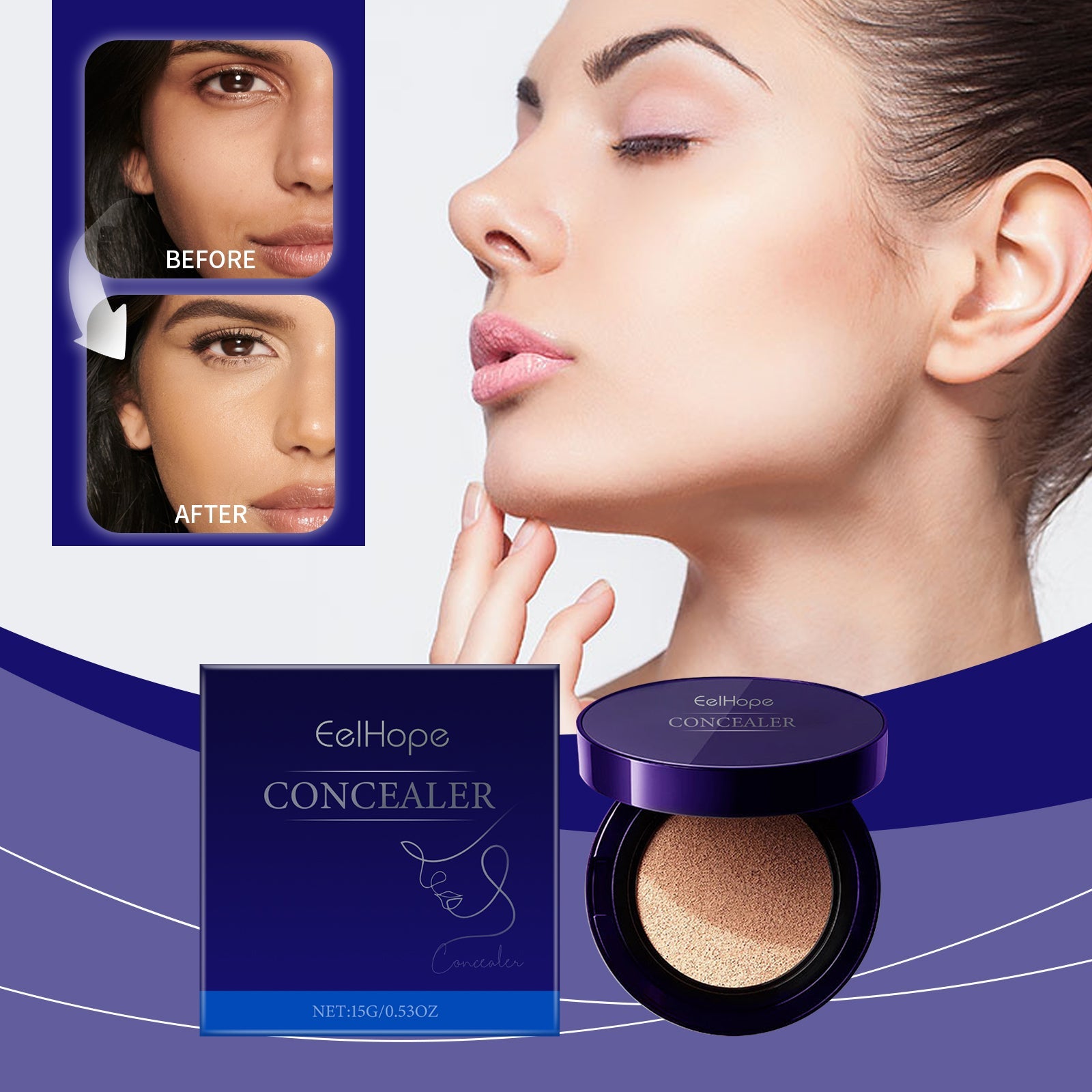 Concealer Air Cushion Foundation - Moisturizing & Brightening Light Base - Icon Her
