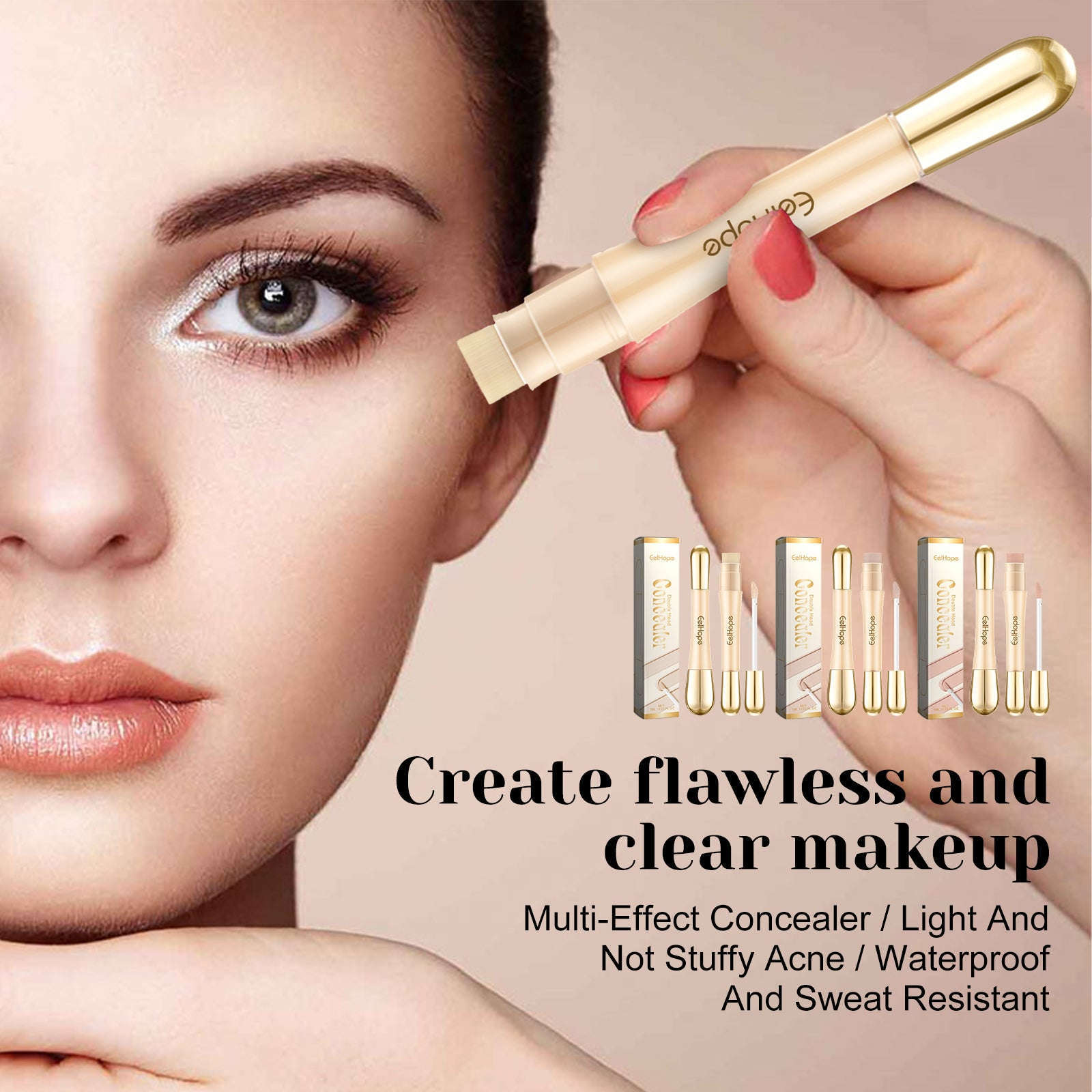 Double-Head Concealer Stick – Brightening, Waterproof & Easy Application - Icon Her