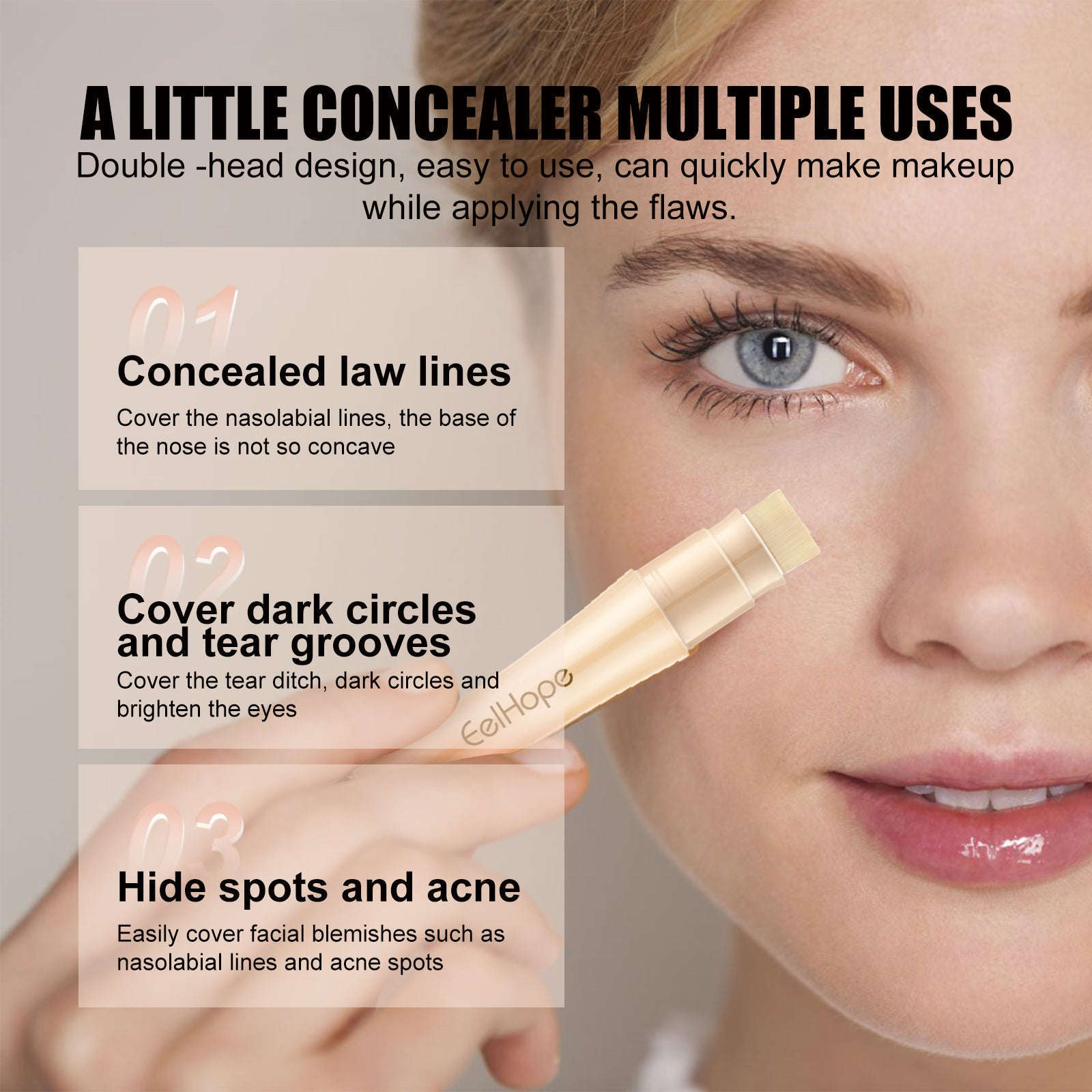 Double-Head Concealer Stick – Brightening, Waterproof & Easy Application - Icon Her