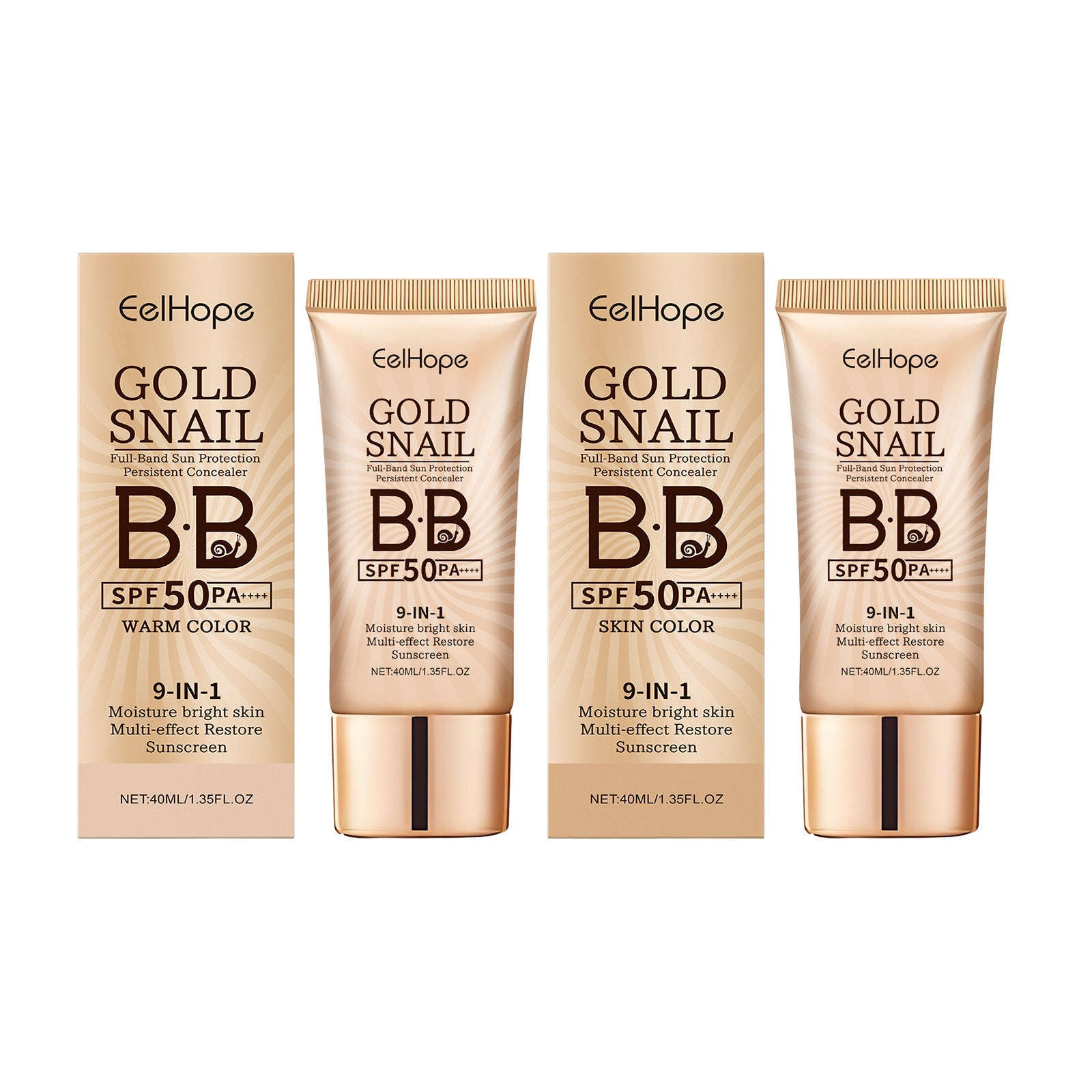 Gold Snail Protective BB Cream - Moisturizing & Waterproof Concealer Base - Icon Her