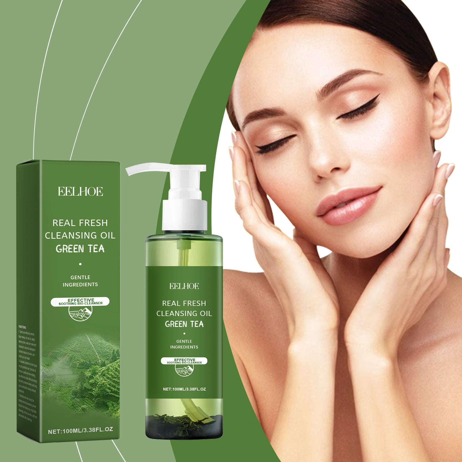 Green Tea Makeup Remover Oil - Refreshing Cleansing Oil for Face, Eyes & Lips - Icon Her