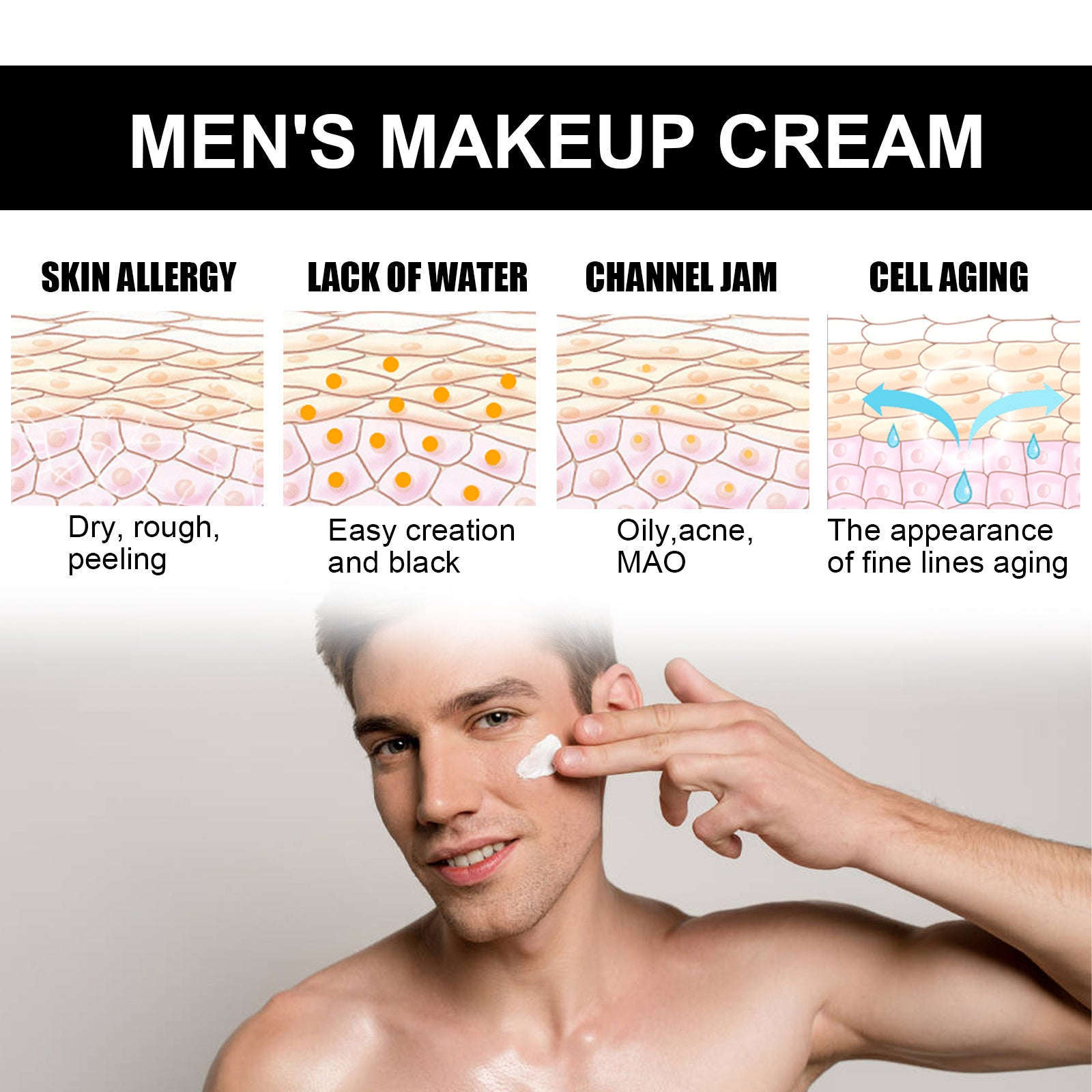 Men's Light Tone-Up Cream - Refreshing & Pore-Blurring Invisible Coverage - Icon Her