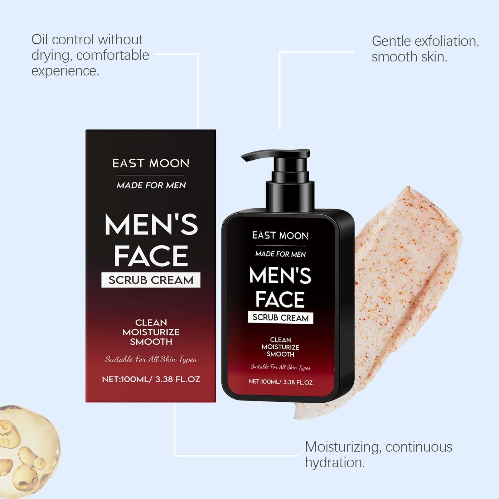Men's Oil-Control Facial Scrub - Refreshing Purifying Exfoliator - Icon Her