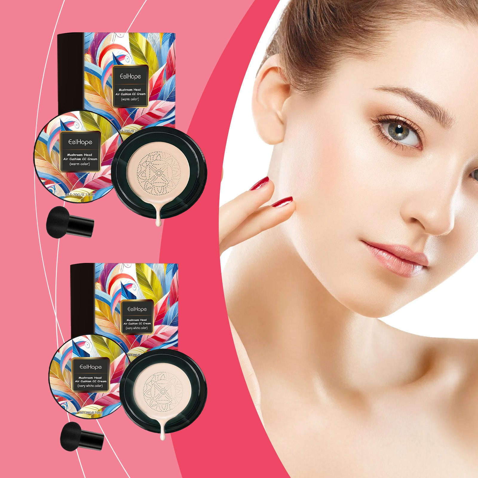 Mushroom Air Cushion Full Coverage Foundation – Moisturizing, Natural Concealer & No Clogged Pores - Icon Her