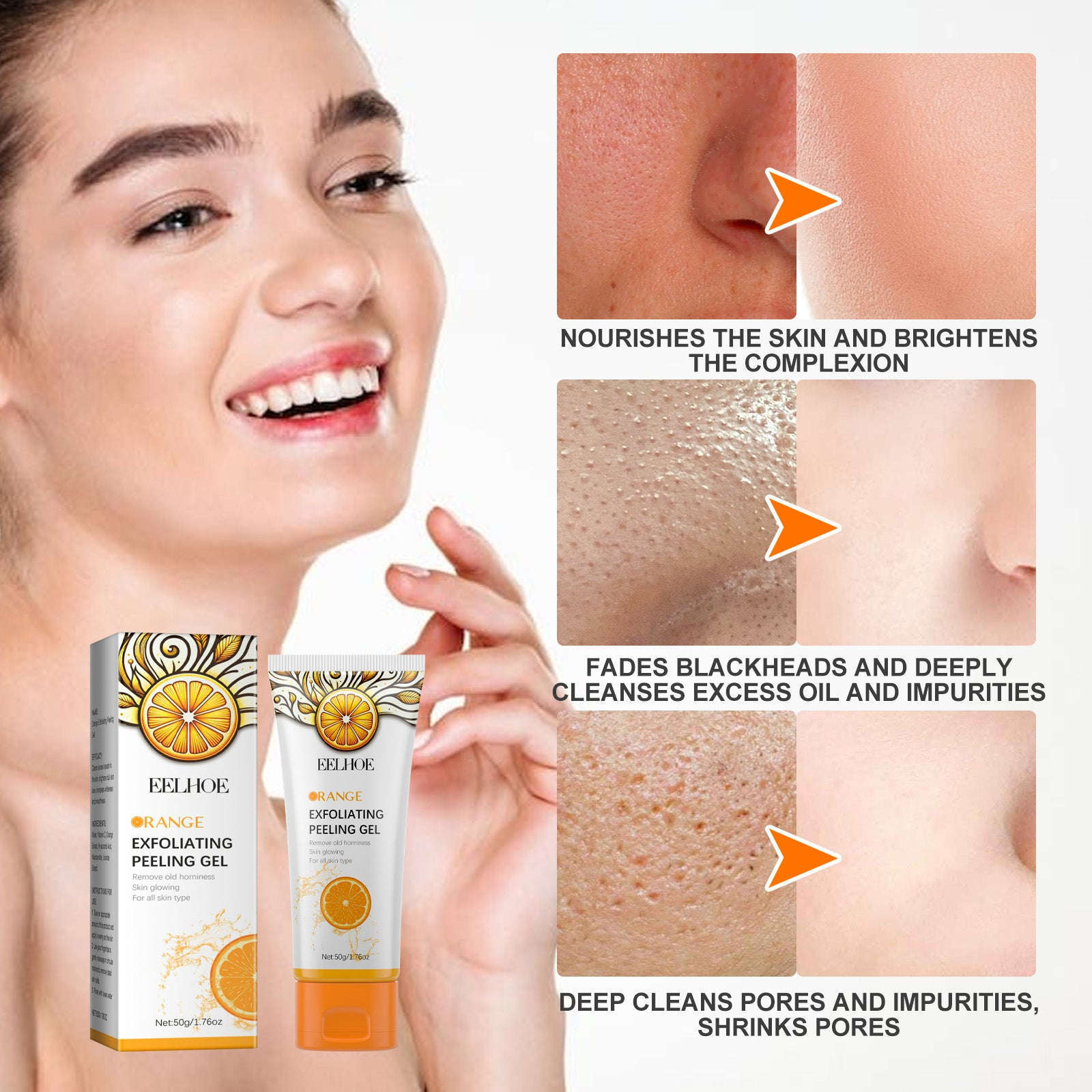 Orange Exfoliating Gel – Deep Cleansing, Anti-Acne, Pore Shrinking & Brightening - Icon Her
