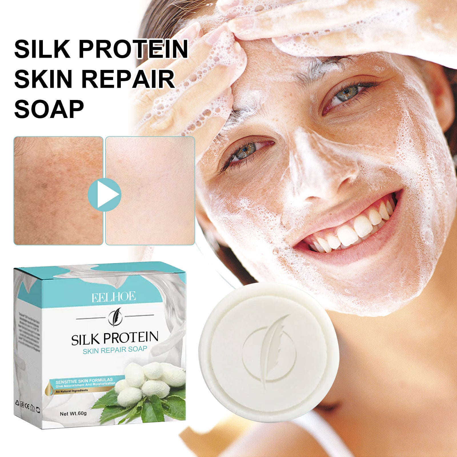 Silk Protein Repair Cleansing Soap - Pore Refining & Brightening Facial Bar - Icon Her