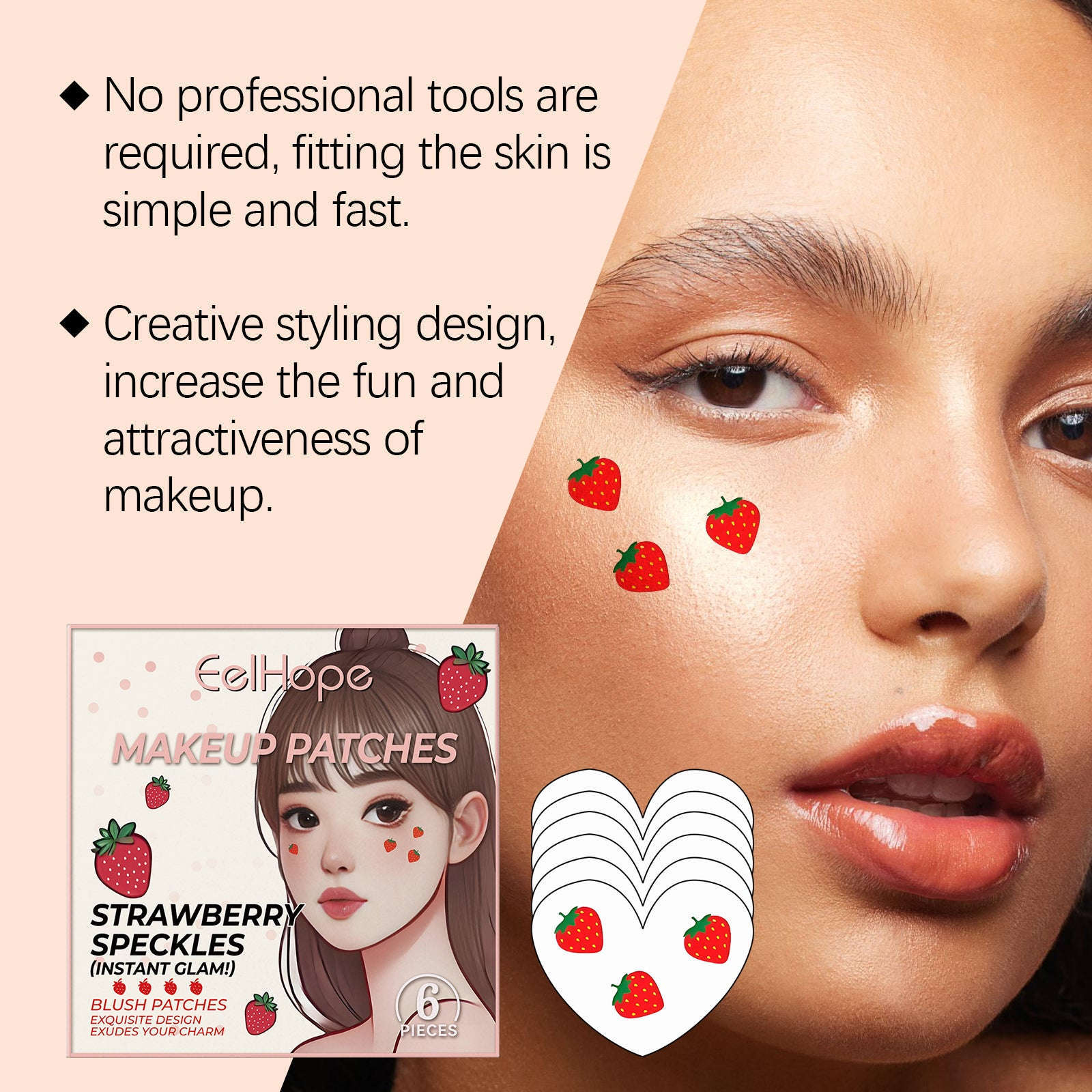 Strawberry Face Makeup Stickers – Cute Eye & Face Embellishment Patches - Icon Her