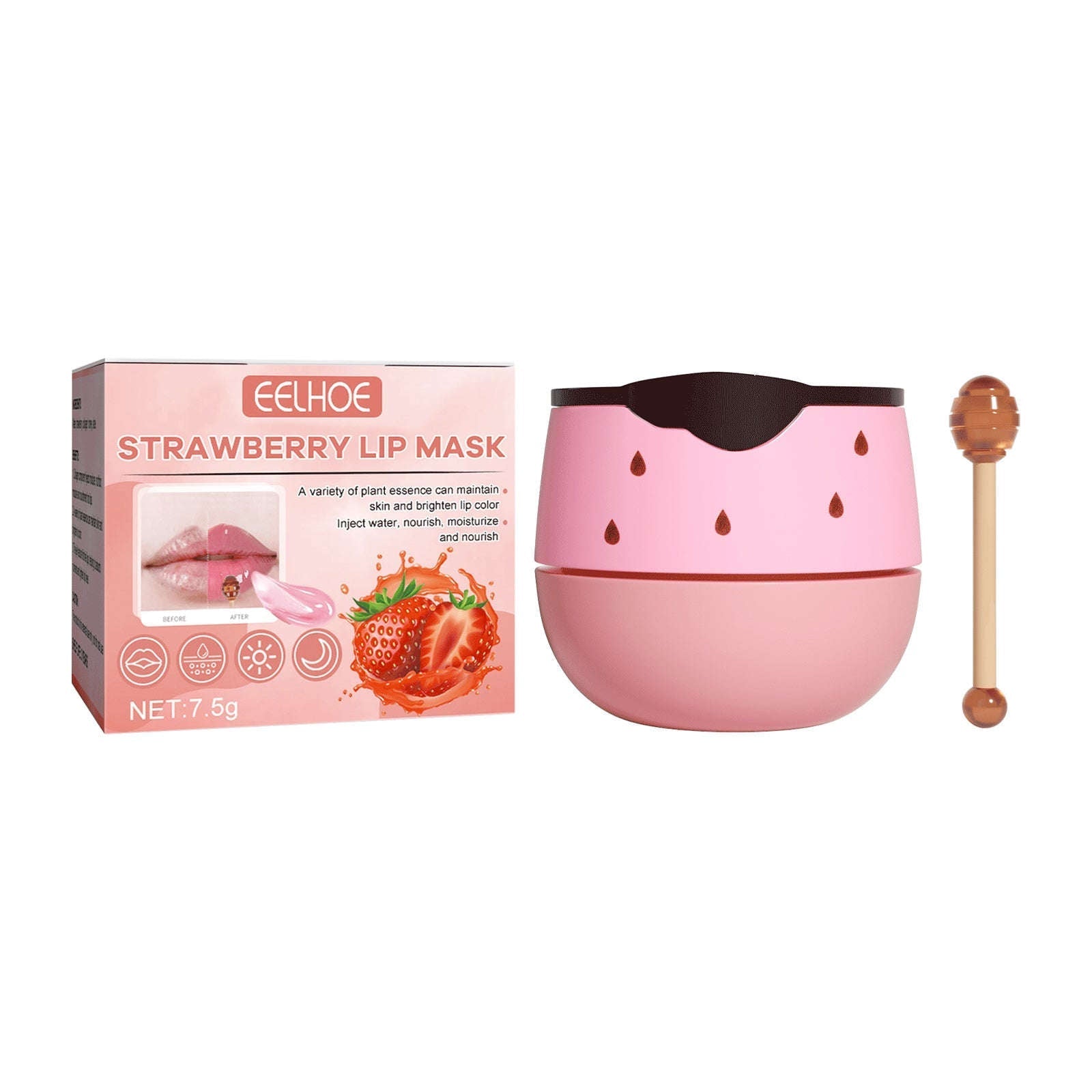 Strawberry Hydrating Lip Mask - Line-Smoothing & Exfoliating Lip Treatment - Icon Her