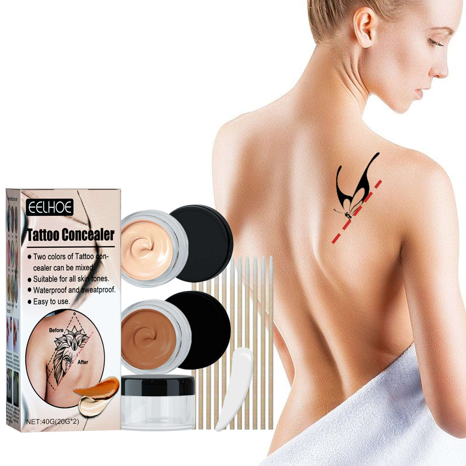 Tattoo Concealer Set – Waterproof, Brightening & Covers Scars & Birthmarks - Icon Her