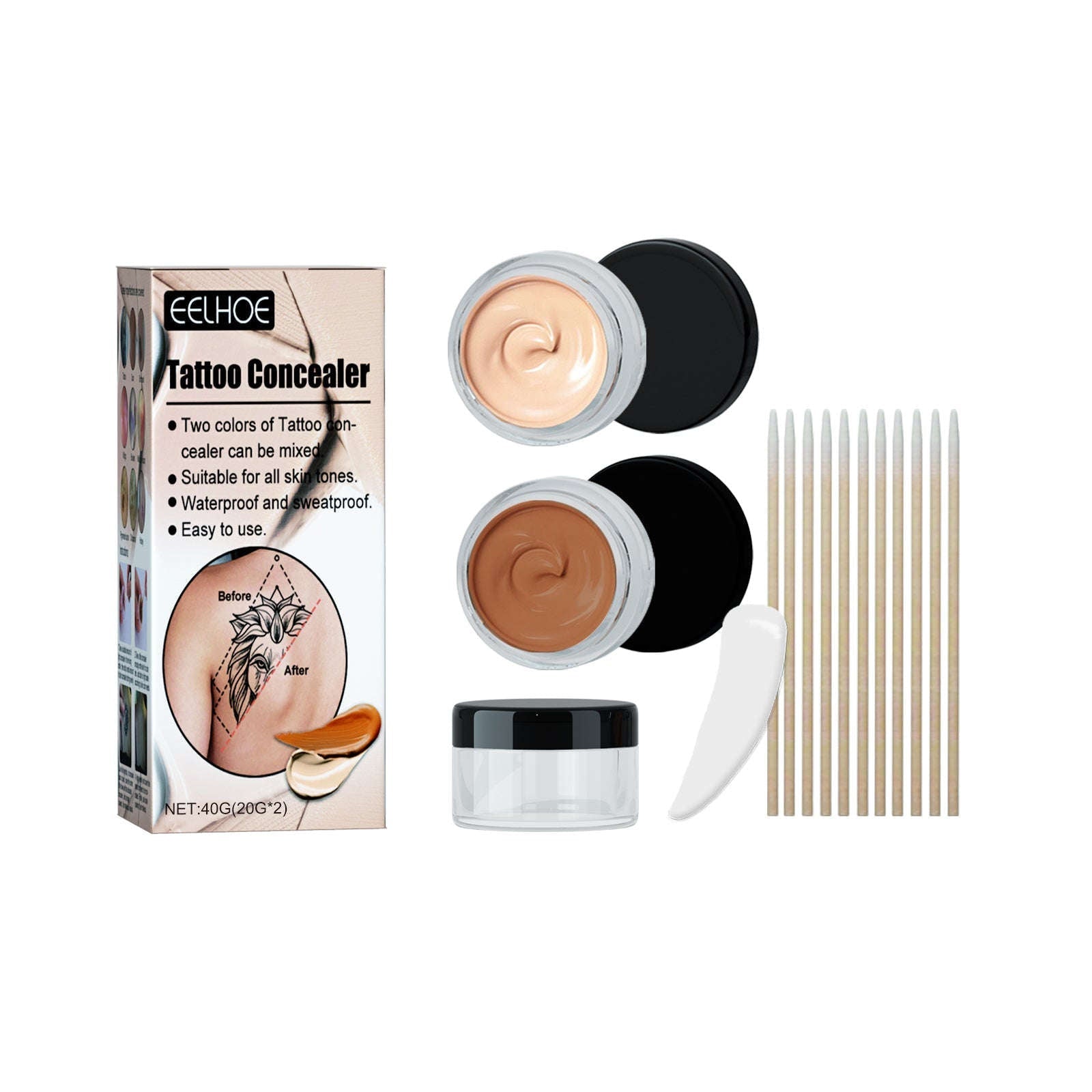 Tattoo Concealer Set – Waterproof, Brightening & Covers Scars & Birthmarks - Icon Her
