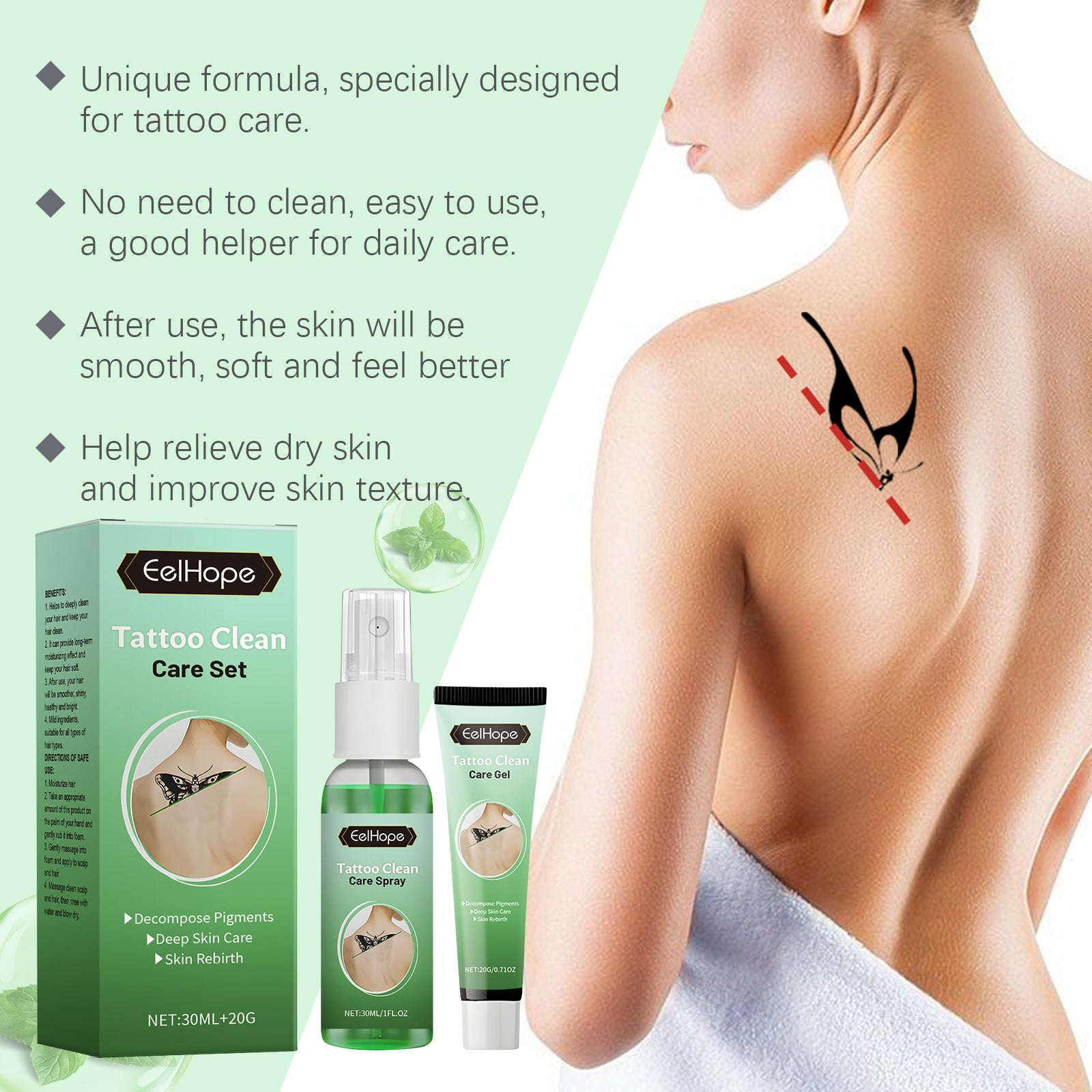 Tattoo Cover Treatment Set - Gentle Concealer, Cleaning & Repair Kit - Icon Her