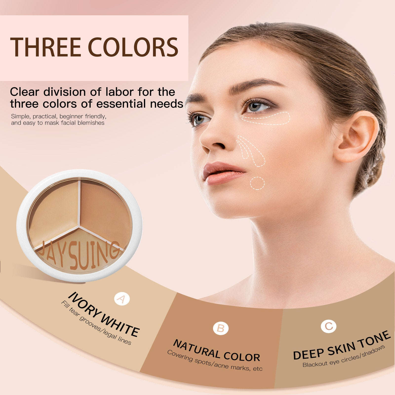 Three-Tone Concealer – Natural Coverage, Brightening & Blendable - Icon Her