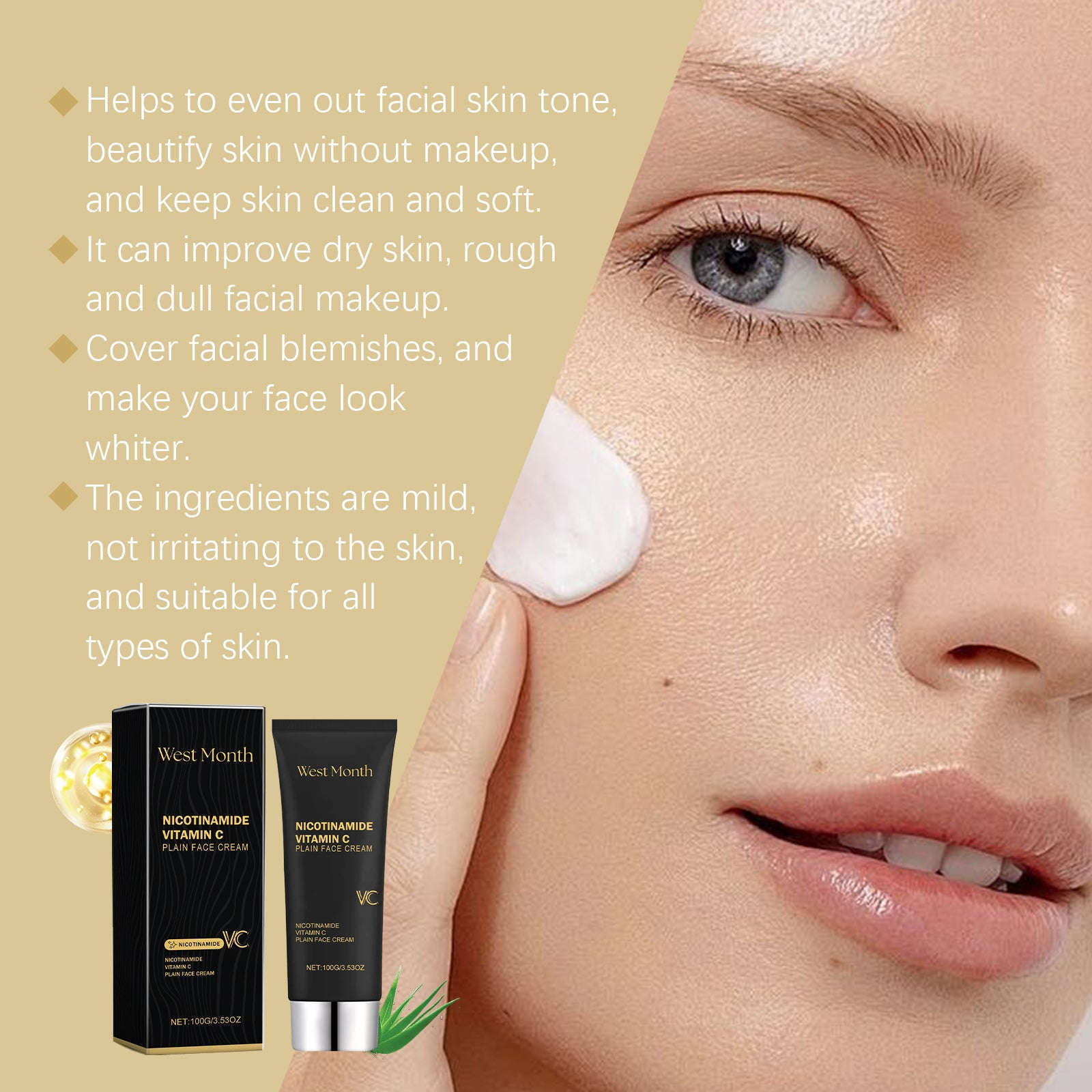 Vitamin C Plain Face Cream – Brightening, Toning & Natural Concealer - Icon Her