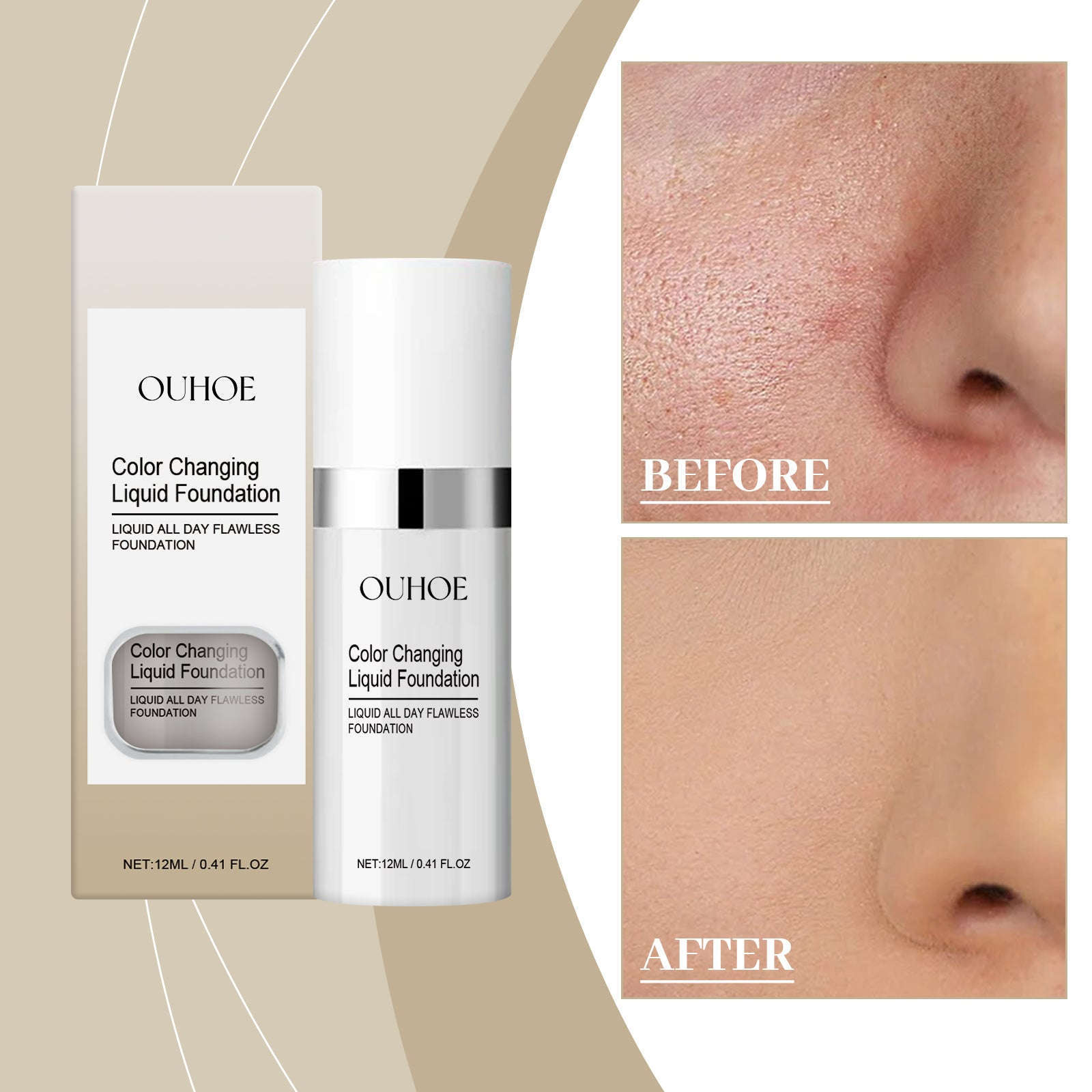 Warm Color-Changing Liquid Foundation – Brightening, Natural & Moisturizing - Icon Her